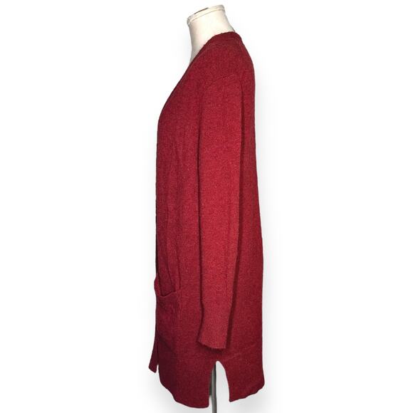 MADEWELL Merino Wool Alpaca Kent Cardigan Sweater Duster Cozy Lagenlook Red - Picture 4 of 13